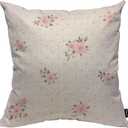 HOSNYE Floral Polka Dot Background Throw Pillow Case Cushion Covers Shabby Chic Style Pattern with Pink Roses Cotton Linen for Couch Bed Sofa Car Waist 20 x 20 inch