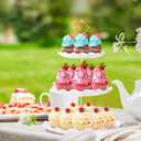 BACUTHY 3 Tier Cupcake Stand Holder, Plastic Cup Cake Stand Towel with Tiered Serving Tray for Cupcakes, Donuts, Fruits and More, White 