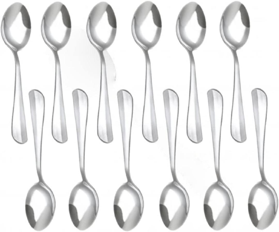 TrueCraftware- Set of 12 Stainless Steel Diamond Teaspoon- Stainless Steel Flatware Silverware Cutlery Kitchen Tableware for Home Restaurant for Stirring Coffee Dessert Cake Ice Cream Cappuccino (0)