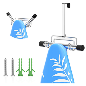 Ironing Board Holder Wall Mount/Over The Door Ironing Board Hanger, Laundry Rooms Metal Iron Board Holder Wall Mount for Y or T Leg (White)