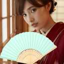 2 x GLEAVI Fabric Folding Fan 6Pcs Set Chinese Style Silk Cloth Hand Fans for Women Lightweight Decorative Hand Fans for Summer Weddings Parties Home Decor 15X8 Inches