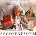 dabria Initial A-Z Water Bottle Bag with Phone Pocket for Stanley 40 oz Tumbler Neoprene Water Bottle Holder Pouch with Adjustable Strap Bollus with Straw Cover & Carabiner for Stanley Cup Accessories (Pink)