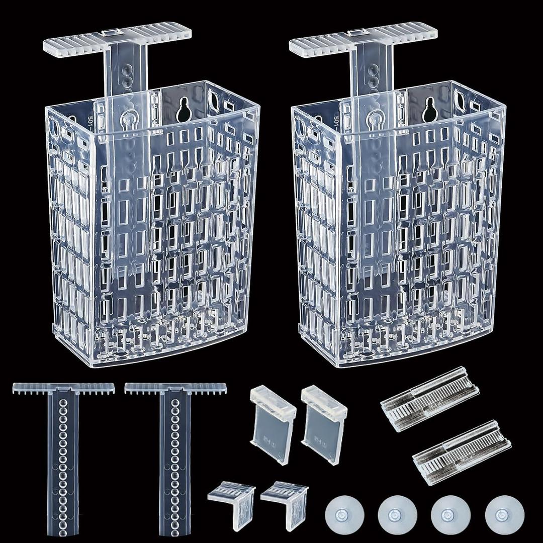 2pcs Upgraded Adjustable Aquarium Plant HolderFish Tank Plants Holder,Fish Tank Aquaponics Plant Cultivation and Aquarium Landscape Decoration with Hooks and Suction Cup(Transparent)