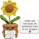 Thank You Gifts for Women Men, Handmade Positive Crochet Sunflower with Card, Thanksgiving Appreciation Gift for Teacher, Friend, Mom Mothers Day Christmas, Dad Fathers Day Birthday