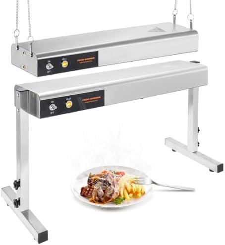 Hiteemer 24 Inch Food Heat Lamp Strip Commercial Food Heating Warmer Lights Hanging Overhead Stainless Steel with Cord for Food Restaurant Buffet Catering Kitchen 750W/110V