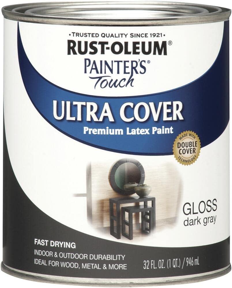 Rust-Oleum 1986502 Painter's Touch Latex Paint, Gloss Dark Gray, 1 Quarts (Pack of 1)