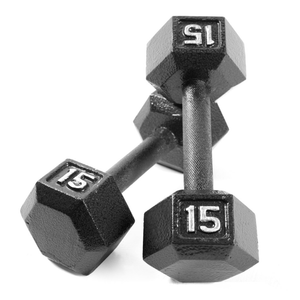 CAP Cast Iron Hex Dumbbell, Black, Two 15 Pounders, 30LBS in total