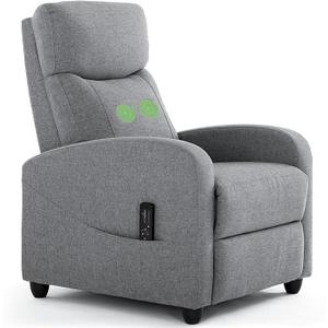 SageNest Recliner Chair – Compact Modern Cloth Recliner with Lumbar Support (Grey)