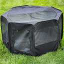 Portable Pet Playpen 45 * 45 * 22" Premium Large Size Puppy Kennel - Best for Small and Medium Size Dogs and Cats - Simple Folding Design for Easy Storage (Black)