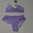 ZAFUL Women High Waisted Bikini Sets Two Piece Swimsuit Push Up Twist Front Ruched Bathing Suit (Medium, Purple)