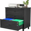 Large Wooden File Cabinet Black 32in Lateral Filing Cabinets 3 Drawer with Hanging File Folders for A4 Letter Legal Wood Office Storage Organizer Furniture Printer Stand