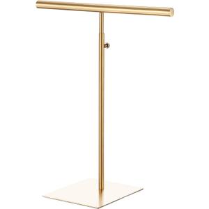 uxcell Necklace Display Stand Adjustable Height Jewelry Rack T Bar Tabletop Purse Holder for Home Boutique Store - Gold