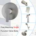Shower Valve Handle Bathroom Shower Mixer Valve Kit, Wall Mount Rough-in Tub Shower Control Valves Round 1 Way Single Function, Female Thread, Brushed Nickel