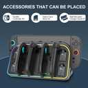 Wall Mount Charging Dock Station for Nintendo Switch 2,Controller Charging Dock Base with 7 RGB Light Modes and LED Charging Indicator,4 Game Card Slots, Black