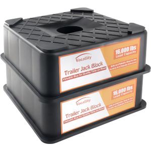 RV Trailer Jack Block, Trailer RV Stabilizer Blocks, 2 Pack Up to 16000 Lbs, Heavy Duty Sturdy Utility Jack Stand for 5th Wheels, Scissor Stabilizer, Round Square Tongue Jack Foot (2pack 3.3"height)
