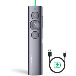 Norwii N95 Presentation Clicker, PowerPoint Clicker for Presentation Remote, Rechargeable Wireless Presenter Pointer, Slide Advancer for PC/Laptop/e-Book in Classroom, Auditorium, Church (Green,USB-A)