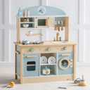 ROBUD Wooden Play Kitchen Set for Kids Toddlers, Toy Kitchen Gift for Boys Girls, Age 3+, 31.3*14*38.6 inch