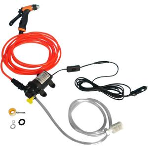 12V Portable Universal Car Washer Gun High Pressure Car Cleaner Electric Water Pump Kit Black