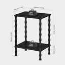 Vintage Small End Table, 21.9 Inch Wood Couch Side Table, Corner Table with Storage Shelf, 2-Tier Nightstand, for Small Space, Bedroom, Living Room and Couch (Black)