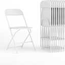 Flash Furniture Hercules Set of 10 Indoor/Outdoor Heavy-Duty Plastic Folding Chairs, Foldable Commercial Stacking Chairs with 650-lb. Static Weight Capacity, White