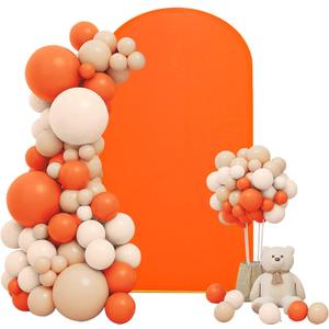Wedding Arch Cover 6FT Orange Backdrop Stand Cover Round Top Stand Covers Double-Side Stretchy Chiara Cover Backdrop Cover for Wedding Banquet Birthday Party Ceremony Baby Shower Decoration (6FT, Orange)