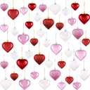 Duufin 45 Pieces Valentine's Day Heart Ornaments Heart Shaped Baubles Decorations Hanging Ornaments Decorations for Valentine, Christmas Tree (Red, Pink, White)