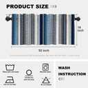 Batmerry Boho Ethnic Tribal Art Kitchen Valances Half Window Curtain, Navy Blue Geometric Ikat Tribal Print Pattern Kitchen Valances for Windows Valance for Decor Reducing The Light 52x18 Inch