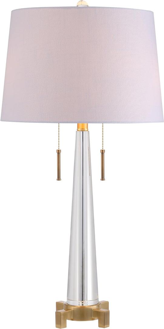 JONATHAN Y JYL2018A Zoe 29.5" 2-Light Crystal LED Table Lamp Contemporary Glam Modern Bedside Desk Nightstand Lamp for Bedroom Living Room Office College Bookcase LED Bulbs Included, Clear/Brass Gold