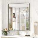 30x36 Inch Brushed Nickel Bathroom Mirror, Brushed Silver Metal Framed Wall Mirror, Rounded Corner Rectangle Modern Vanity Mirror, Tempered Glass, Anti-Rust, Shatterproof (Horizontal/Vertical)