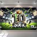 Happy 10th Birthday Banner Soccer Backdrop 120x84 Inch Football Stadium Party Decrations Background Decoration Football 10th Anniversary for Boys Kids Photo Booth Party Supplies