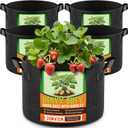 Jorvila 5 Pack 5 Gallon Grow Bags, Thickened Nonwoven Fabric Planter Pots with Handles, Heavy Duty 300G Garden Pots for Tomato, Potato and Vegetable