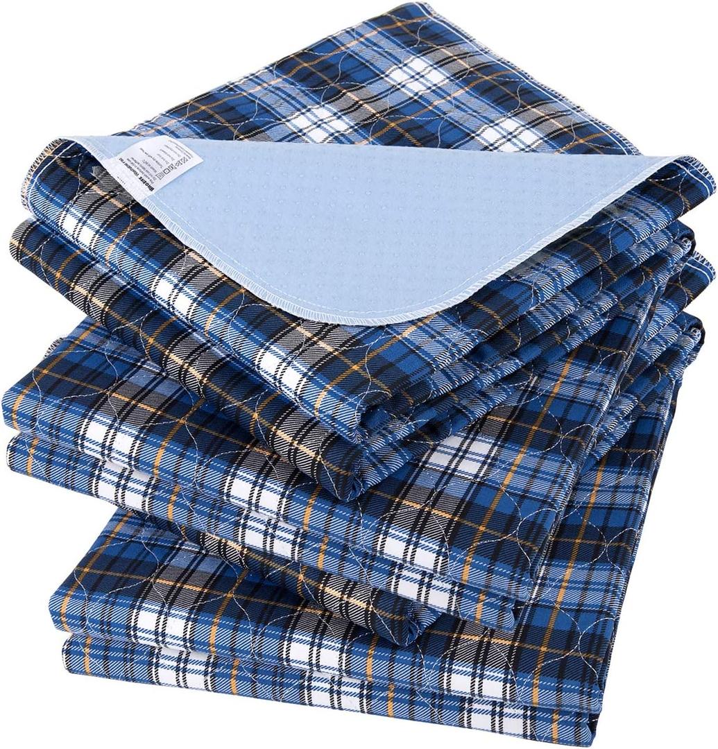 Non-Slip Bed Pads for Incontinence Washable (18" x 24"|3 Pack),Waterproof Bed Pads, Kids Washable Incontinence Bed Pads for Kids Adults,Dog,Kids (Blue)