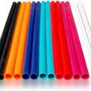 12 Pcs Eco Friendly Silicone Straws with 2 cleaning Brushes,Reusable Silicone Drinking Straws,for 30oz and 20oz Tumblers,Yeti, Ozark, (Pure Multicolor, 10 inches)