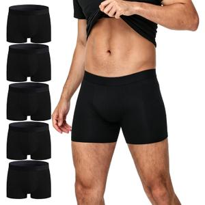BATTEWA Incontinence for Men Washable, Leak Proof Underwear Briefs,Wide Band Boxer Brief Front Absorbency Area for Bladder Leak 50ml(5 Pack,Medium,Black) (Black)