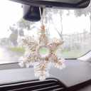 7 x Handmade Crochet Snowflake Rear View Mirror Accessories, Cute Car Hanging Ornament for Women's Interior Decor/Home Pendants