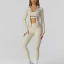 3 Piece Women Workout Set Sports Bra Tank Zip Jacket High Waist Leggings Casual Yoga Gym Outfit Athletic Clothing Sets (Beige, M)