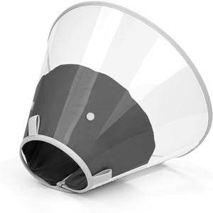 Dog Cone Collar with Snap-on Detachable Soft Liner, Lightweight Transparent Elizabethan Alternative to Stop Licking, for Spay Neuter Surgery Recovery, for Medium Large Small Dogs (Black,L)