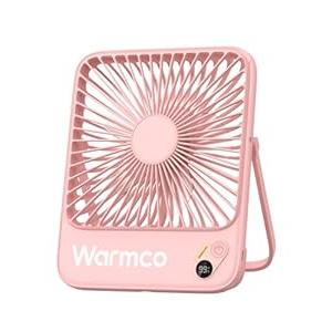 Warmco 10000mAh Portable Travel Fan 7-inch, [10-24H Runtime] Ultra-thin Digital Display Small Desk Battery Operated Fan for Camping, Office, Bedroom, Cruise Essentials 2025 (Black)