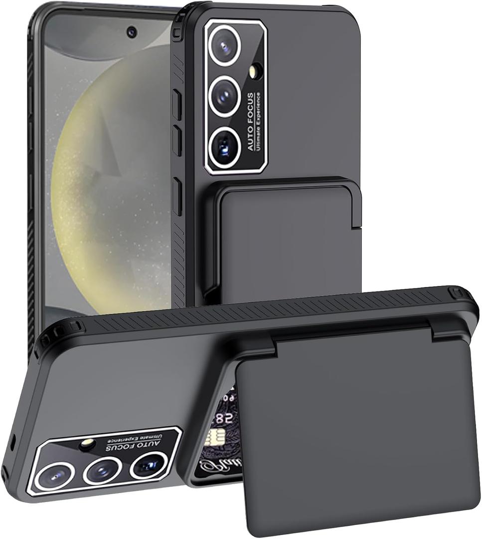 Hualele for Samsung Galaxy S24 Case Wallet with Credit Card Holder & Hidden Mirror, Built-in Camera Cover Rugged Shockproof Silicone Protective Wallet Phone Case Cover for Galaxy S24 6.2" Black Hualele for Samsung Galaxy S24 Case Wallet with Credit Card Holder & Hidden Mirror, Built-in Camera Cover Rugged Shockproof Silicone Protective Wallet Phone Case Cover for Galaxy S24 6.2" Black