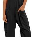 Muchpow Women's V Neck Sleeveless Jumpsuits Spaghetti Straps Harem Long Pants Overalls With Pockets (X-Large, Black)