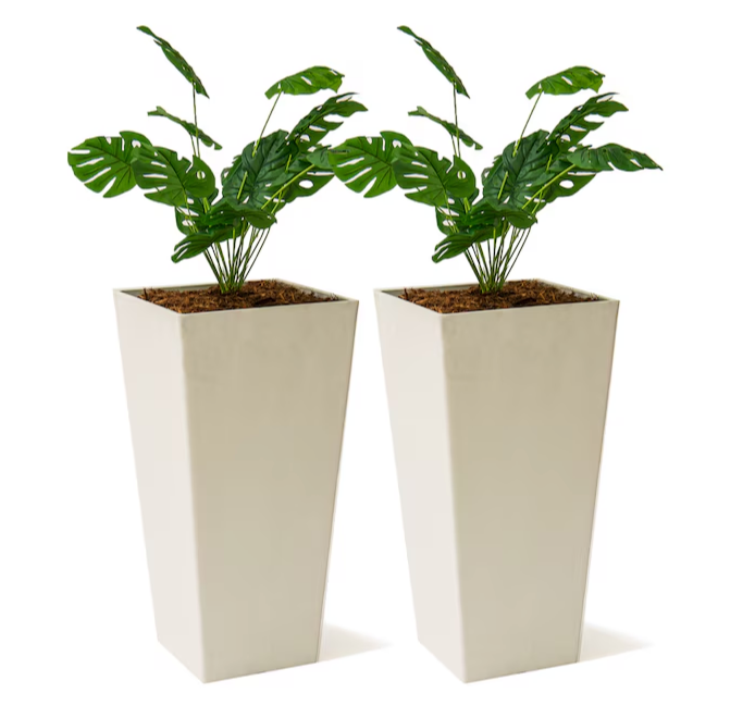 2 -Pack Square 15.2-in W x 30-in H x 15.2-in D White Plastic Contemporary/Modern Indoor/Outdoor with Self Watering Planter   