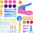 Dough Tools for Kids, 46Pcs Dough Toys Include Play Food Molds - Cupcakes, Ice Cream, Noodle, Play Bulk Pack with Roller, Cutters, Scissor, DoughMat and Storage Bag Gifts (Tools)