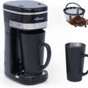 Coffee Machine,Single Serve Coffee Maker,One Cup Coffee Maker with Reusable Filter&One-touch Control Button,Portable Brewer for Camping,Travel & Home,Easy To Clean& Store,15oz/450ml