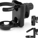 Gromast 2 in 1 Foldable Stroller Cup Holder + Phone Holder, 360Rotatable with Adjustable Clip, Universal Cup Holder for Stroller, Wheelchair, Bike, Walker, Scooter, Tricycle - Black