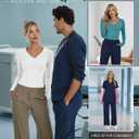 Neer 3 Pack Women Long Sleeve Underscrubs Shirt V Neck Slim Fitted Scrub Undershirts Comfort Nurse Fall Layering Tees Tops (L)