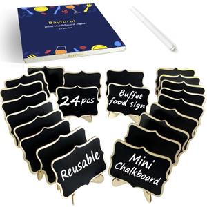 24 PCS Mini Chalkboard Signs with Stand,Food Labels for Party Buffet, Food Tag/Name Card for Wedding Table, Name Tag Drink Labels Taco/Candy Bar/Bake Sale Food Sign, Catering Supplies Buffet Display (Black)
