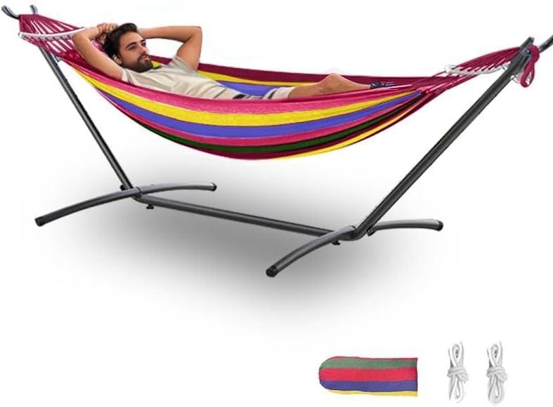 Double Hammock, Heavy Duty Portable, 500 lb Weight Capacity, Perfect for Both Indoors and Outdoors, 2 Person Hammock with Carrying Bag, Wide Red