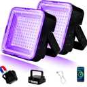2 Pack 5000mAh Battery Powered Led Black Light, IP66 Waterproof, 120 LED for Halloween Party, Glow in The Dark, Poster, Stage Lighting, Aquarium, Body Paint, Neon Glow