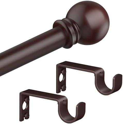 Authandis Bronze Curtain Rods for Bedroom with Brackets,5/8 Inch Diameter Small Window Curtain Rod Adjustable 32 to 60 Inches,Easy Install Drapery Rods