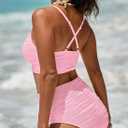 Herseas 2 Piece Bikini Set U-Wire Cutout Popular Swimsuit High Waisted Textured 2026 Summer Beach Swim Bathing Suits, M
